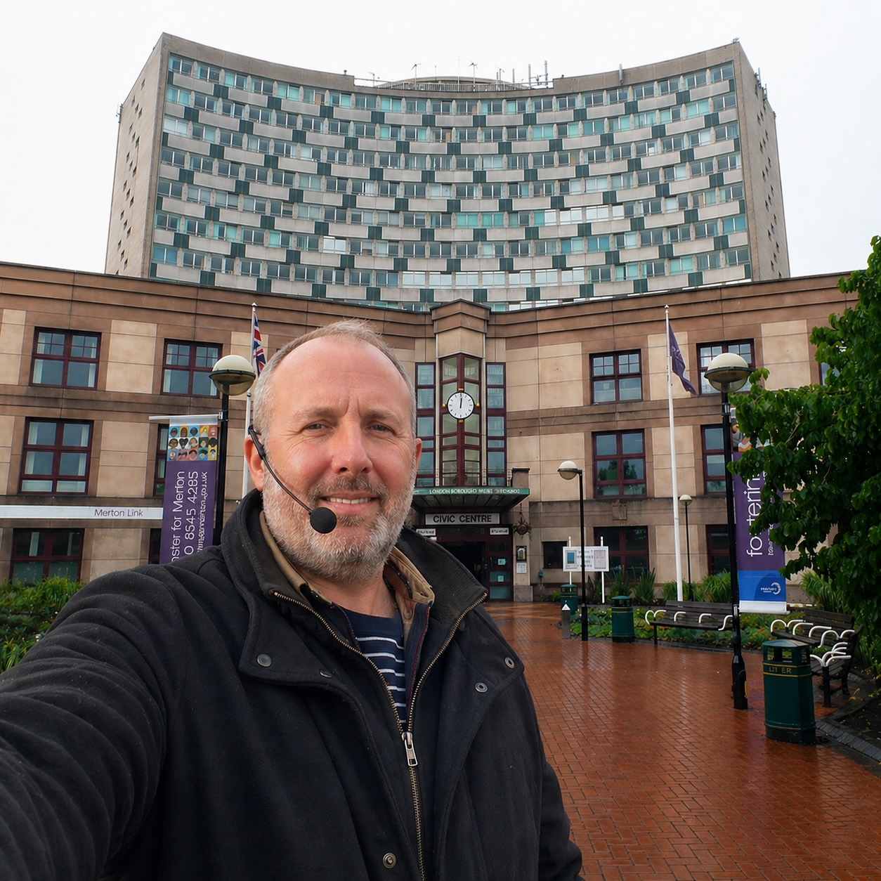 Geoff Simmons outside Merton Civic Centre