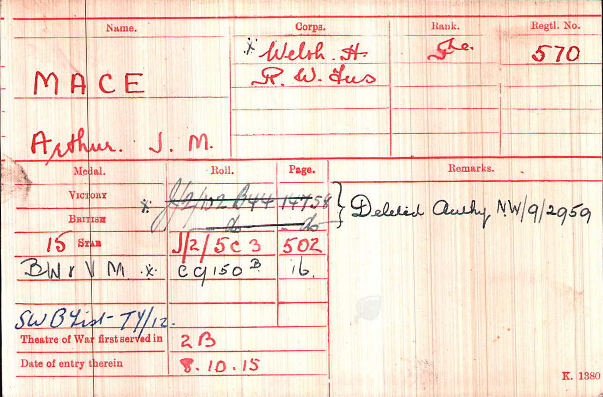 Mace, Arthur J M, MIC