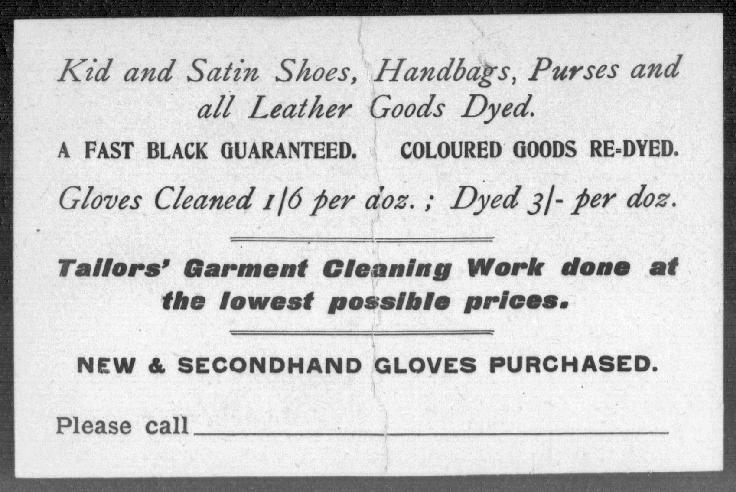 1911 Kitz glove cleaner post card reverse