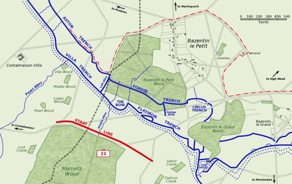 Bazentin_le_Petit_14_July_1916_map
