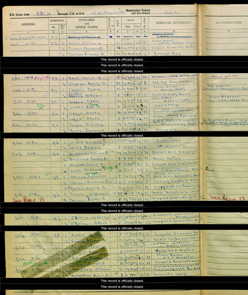 934 Garratt Lane 1939 Register